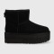 UGG bocanci de piele W Classic Mini Platform , culoarea negru