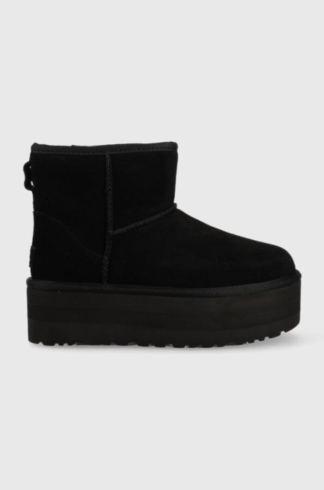 UGG bocanci de piele W Classic Mini Platform , culoarea negru