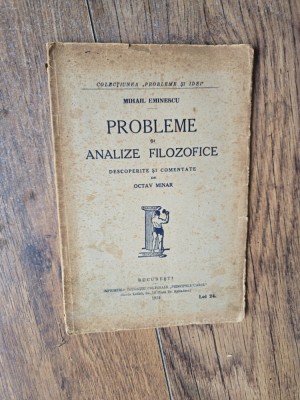 Probleme și analize filozofice - Mihail Eminescu foto