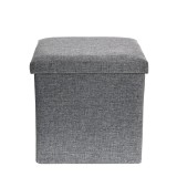 Taburet pliabil cu spatiu de depozitare, material textil gri 38 cm