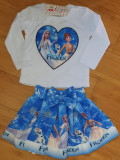 Set fata 2 piese bluza si fusta Disney Frozen Ana Elsa 0/1 ani nou, 12-18 luni, Alb