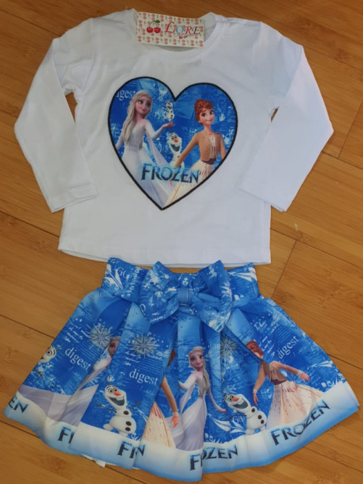 Set fata 2 piese bluza si fusta Disney Frozen Ana Elsa 0/1 ani nou