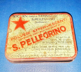 D695-Cutie farmacie S. PELEGRINO metal interbelica. Marimi: 11/8 cm.