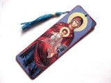 Semn de Carte Lemn Maica Domnului, Decorat Manual, 15cm - Obiect Decorativ Religios