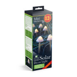 Lampa solara LED 12 buc, ciuperci mini alb cald 24 cm x 4 m, Garden Of Eden