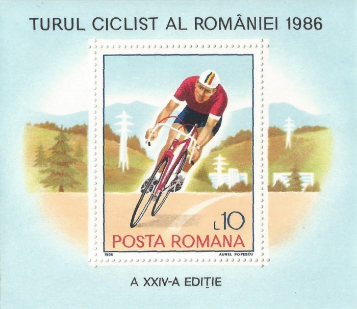 Rom&acirc;nia, LP 1167/1986, Turul ciclist al Rom&acirc;niei, coliţă dantelată, MNH