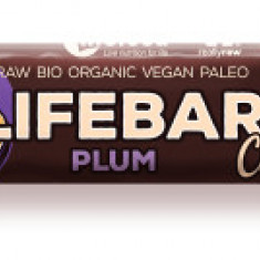 Baton cu prune in ciocolata raw Lifebar Bio, 40g, Lifefood