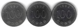 Coreea de Sud , lot 42 - 3 buc x 100 Won 1991 + 1992 + 1994