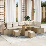 Set canapea grădină vidaXL cu 9 piese și perne Bej Rășină Poli Acacia, Set canapea grădină vidaXL cu 2 locuri și perne Bej Rășină Poli, Set grădină vi