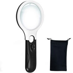 Lupa cu lumina LED, Kaypsre, ABS/Sticla, 190x83x28mm, Alb/Negru