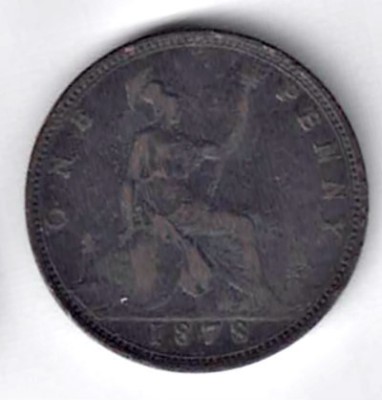 UK ANGLIA 1 ONE PENNY 1878 STARE BUNA foto