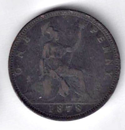 UK ANGLIA 1 ONE PENNY 1878 STARE BUNA