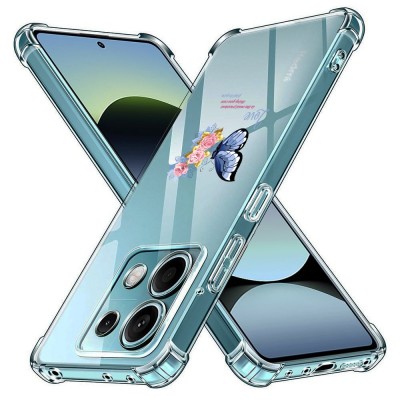 Husa antisoc pentru xiaomi redmi note 14s - airbag tpu, col&amp;Egrave;uri ranforsate- butterfly albastru foto