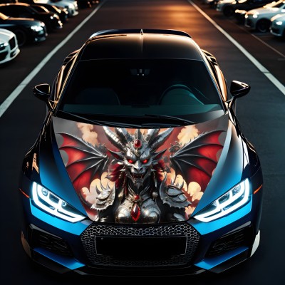Folie Capota Auto &amp;quot;Hood Art&amp;quot; rezistenta la exterior, marime L (180 x 130cm) - Cod: AVX-CAPOTA-027L foto
