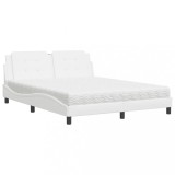 Cumpara ieftin Pat cu saltea, Zadar, alb, 160x200 cm, piele ecologica