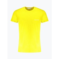 Tricou barbati din bumbac cu imprimeu cu logo, Galben, S