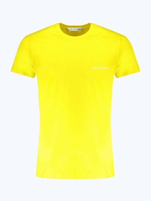 Tricou barbati din bumbac cu imprimeu cu logo, Galben, S