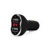 Incarcator bricheta auto telefon, 2 x USB cu voltmetru, Negru