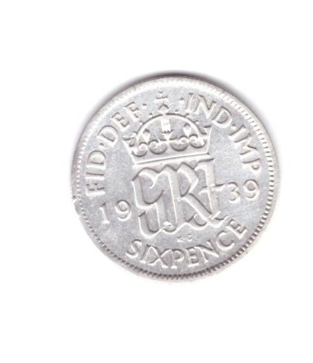 Moneda Marea Britanie 6 pence 1939, stare buna, curata foto