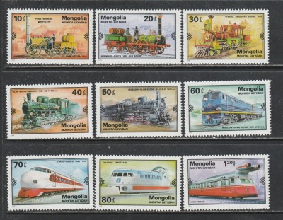 Mongolia 1979 - #293 Locomotive 9v MNH foto