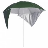 Cumpara ieftin Umbrelă soare de plajă cu pereți laterali, verde, 215 cm