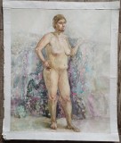 Nud// acuarela pe hartie, nesemnata, Peisaje, Avangardism