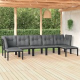 Gossi set mobilier de gradina, 7 piese, negru si gri, poliratan