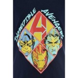 Cumpara ieftin Pijama Marvel Avengers pentru Baieti, Set 2 Piese, Tricou si Pantaloni Scurti, Bumbac Moale, Design Avengers, Bleumarin, 4 ani Bleumarin 104-110 CM