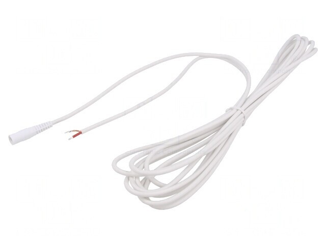 Cablu Alb 1x1mm2 DC 5.5/2.5 Soclu Drept 2m