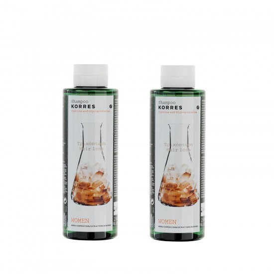 Șampon KORRES Cystine &amp; Glicoproteins &icirc;mpotriva căderii părului pentru femei 2x250ml
