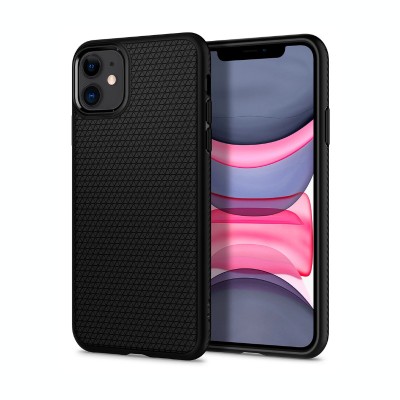 Husa Silicon Spigen Liquid Air pentru Apple iPhone 11, Neagra 076CS27184 foto