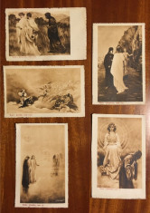 5 carti postale vechi litografiate DANTE - DIVINA COMEDIE (necirculate, Italia) foto
