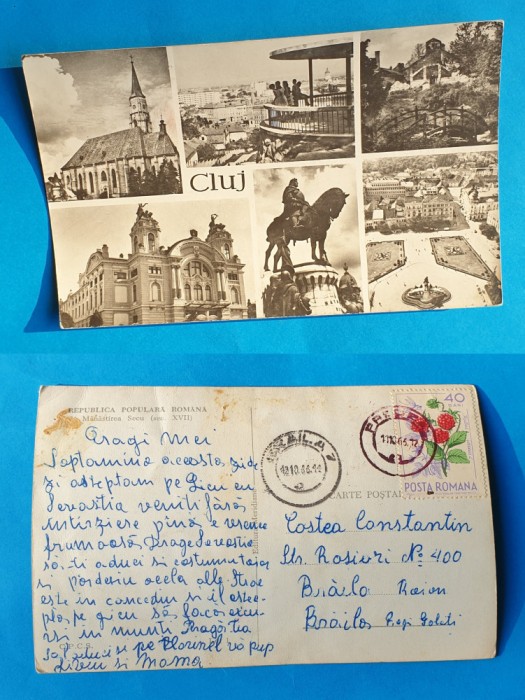 Carte Postala circulata veche RPR ANUL 1965 - Cluj