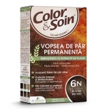 Vopsea de par fara amoniac, fara silicon, blond inchis, 6N, Color&amp;Soin