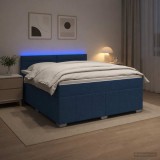 Cumpara ieftin Pat boxspring cu saltea albastru 160 x 200 cm Tesatura