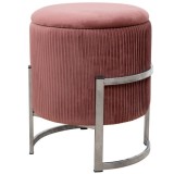 Taburet, rotund, cu spatiu depozitare, catifea, roz, 80 kg, 40x46 cm, Porto, Akord GartenVIP DiyLine