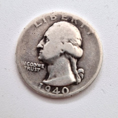moneda argint _ SUA 25 cents quarter 1940 ( S ) _ AG .900