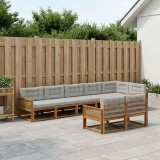 vidaXL Set de canapele de exterior 8 pcs Natural și Gri deschis 3382669
