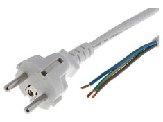 Cablu PVC Alb 3m 3x0.75mm2 6A CEE 7/7 (E/F) foto