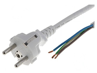 Cablu PVC Alb 3m 3x0.75mm2 6A CEE 7/7 (E/F) foto