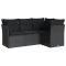 Set mobilier de gradina cu perne, 4 piese, negru, poliratan