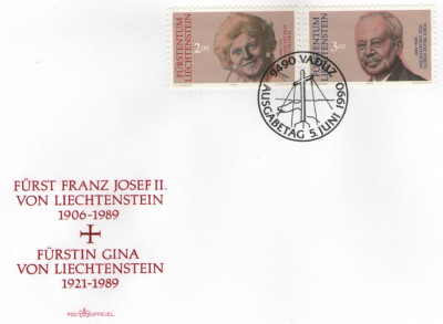 Liechtenstein 1990 - Prințul Franz Joseph al II-lea și Prințesa Gina, serie pe foto