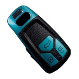 Husa cheie pentru Audi A4 SmartKey, din TPU cu aspect piele, albastru