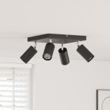 vidaXL Spot de tavan 4 Way Reglabil Negru GU10