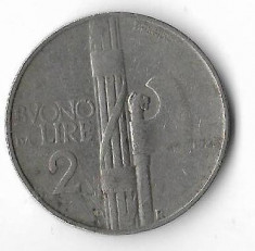 Moneda 2 lire 1925 - Italia foto