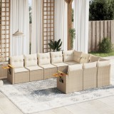 vidaXL Set canapele de grădină cu perne, 10 piese, bej, poliratan 3227178