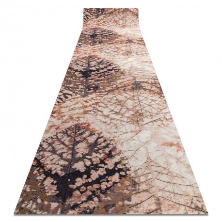 Traversa anti-alunecare DIGITAL - LEAVES Frunze bej / roz, 65 cm