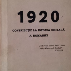 1920 CONTRIBUTIE LA ISTORIA SOCIALA A ROMANIEI