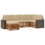 vidaXL Set canapea sectională cu pernă 6 pcs Natural și Bej 3384579