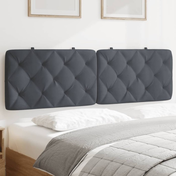 vidaXL Pernă tăblie de pat, gri &icirc;nchis, 160 cm, catifea 374734